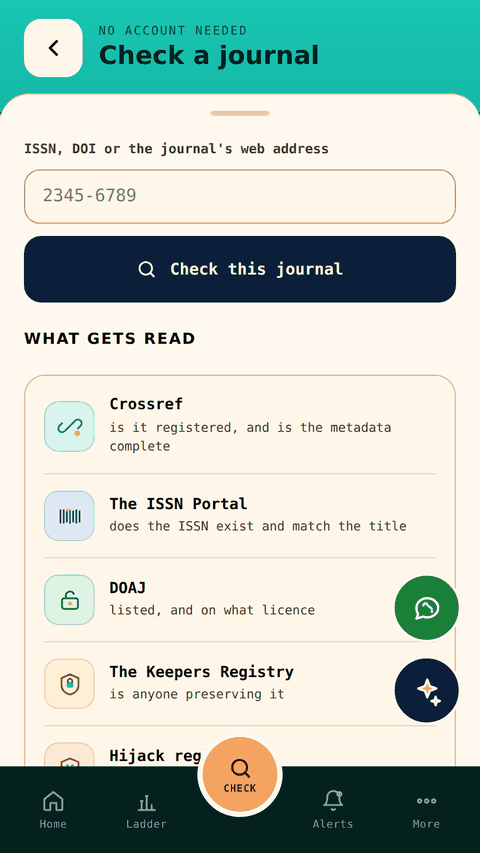Check a journal by ISSN or title
